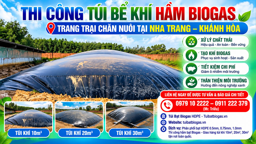 Thi công túi bạt hầm biogas tại khánh hòa